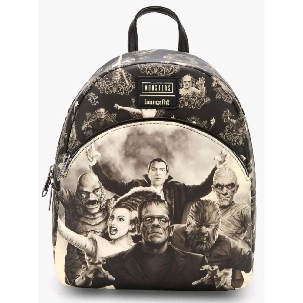 NEW‎ Loungefly Universal Monsters Sepia Portraits Allover Print Backpack